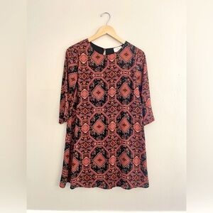 Orange Geometric Pattern Cocktail Dress